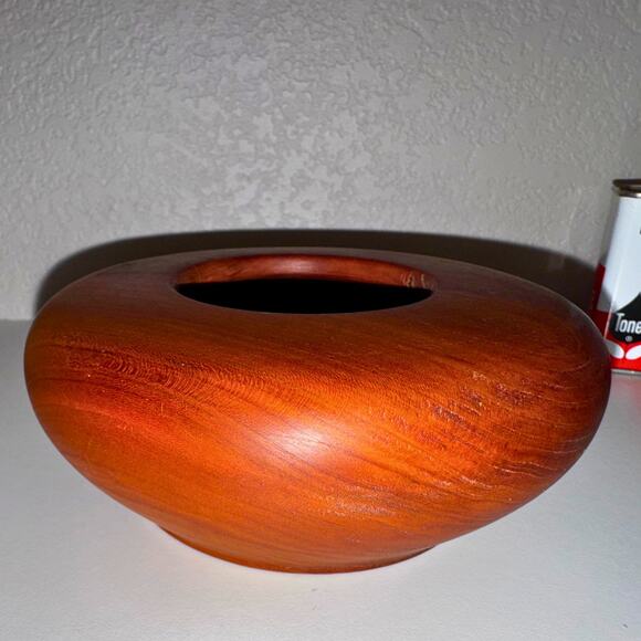 Hand Turned Solid Wood Bowl – Mid Century Modern Danish Style Decor - Picture 2 of 7